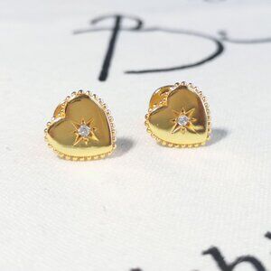 Julie Vos Stud Earrings - Heart - CZ Gold